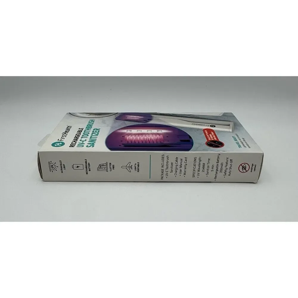 FirstHealth Rechargeable UV-C Toothbrush Sanitizer Travel Case New